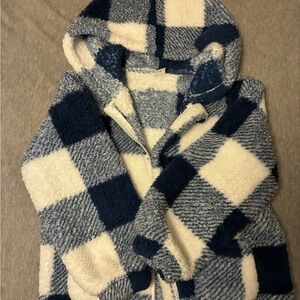 SHEIN Blue and White Fuzzy Hoodie